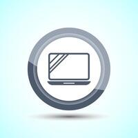 Laptop Icon Design Illustration, Computer Icon For Apps and Websites, Gray Color Button Design vector