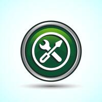 Service Icon Design Illustration, Maintenance Tools Icon For Apps and Websites, Green Color Round Button Design vector