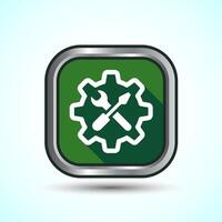 Service Icon Design Illustration, Maintenance Tools Icon For Apps and Websites, Green Shadow Button Design vector
