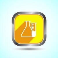 Lab Flask Icon Design Illustration, Chemical flask Icon For Apps and Websites, Yellow Shadow Button Design vector