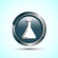 Lab Flask Icon Design Illustration, Chemical flask Icon For Apps and Websites, Gray Color Round Button Design vector