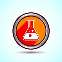 Lab Flask Icon Design Illustration, Chemical flask Icon For Apps and Websites, Orange Shadow Button Design vector