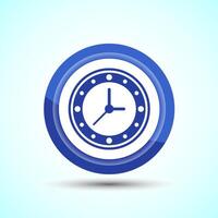 Clock Icon Design Illustration, Watch Icon For Apps and Websites, Blue Color Button Design vector