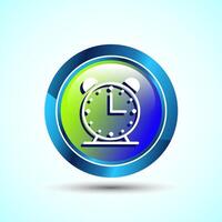 Clock Icon Design Illustration, Watch Icon For Apps and Websites, Glossy Round Button Design vector