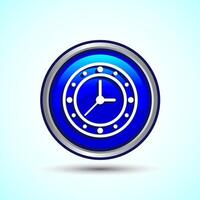 Clock Icon Design Illustration, Watch Icon For Apps and Websites, Blue Color Round Button Design vector