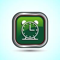 Clock Icon Design Illustration, Watch Icon For Apps and Websites, Green Color Square Button Design vector