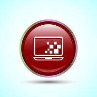 Laptop Icon Design Illustration, Computer Icon For Apps and Websites, Red Color Round Button Design vector