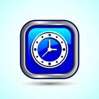 Clock Icon Design Illustration, Watch Icon For Apps and Websites, Blue Color Square Button Design vector