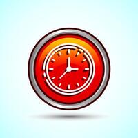 Clock Icon Design Illustration, Watch Icon For Apps and Websites, Orange Color Round Button Design vector