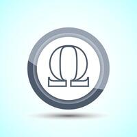 Omega Icon Design Illustration, Omega Letter Icon For Apps and Websites, Gray Color Button Design vector