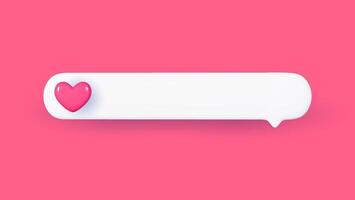 3D icon chat button with pink heart. Perfect for love themed designs. Realistic and isolated on pink background. vector