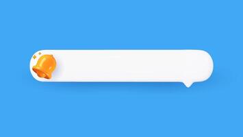 3D speech bubble with a bell icon. New alert concept for social media element. Advertising message in a chat-style bubble. vector