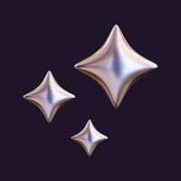 A 3D chrome star with a holographic shine and sleek, reflective surface. This metallic design embodies a retro-futuristic style, presented as a standalone element. vector