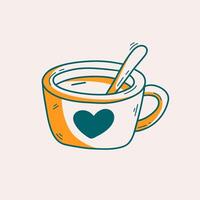 Hand drawn doodle of a coffee or tea cup. Simple line art illustration, perfect for cafe designs, menus, and beverage related projects. icon isolated on white background. vector