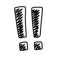 A hand-drawn doodle illustration of bold exclamation marks. Perfect for use in creative designs, infographics, or attention-grabbing elements. Simple and expressive. vector