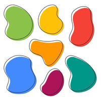 Colorful Abstract organic Blob Fluid liquid Shapes Set. Hand Drawn Elements vector