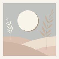 Circle Object In The Middle And On The Left And Right There Are Leafy Branches vector