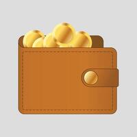 Wallet with coins. Gold coins in a wallet. Profit. Money. Increased income. Wallet with money vector