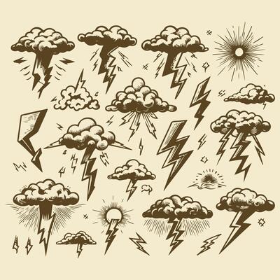 Radiant Hand Drawn Lightning Art