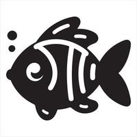 Black line art of a rainbow fish isolated on a white background vector