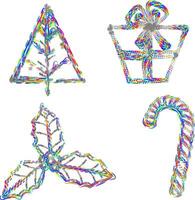 geometric Christmas icons and various others in full color vector