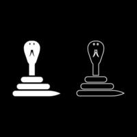 Cobra twisted set icon white color illustration image solid fill outline contour line thin flat style vector