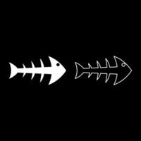 Skeleton of fish bone silhouette seafood concept fishbone set icon white color illustration image solid fill outline contour line thin flat style vector