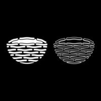 Bird's nest bird set icon white color illustration image solid fill outline contour line thin flat style vector