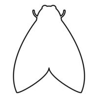Moth butterfly icon black color illustration image thin flat style vector