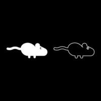 Mouse silhouette rodent set icon white color illustration image solid fill outline contour line thin flat style vector