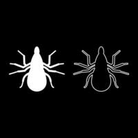 Tick mite set icon white color illustration image solid fill outline contour line thin flat style vector