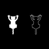 Cat scratching harm set icon white color illustration image solid fill outline contour line thin flat style vector