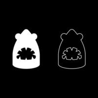 Shark head set icon white color illustration image solid fill outline contour line thin flat style vector