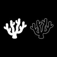 Coral set icon white color illustration image solid fill outline contour line thin flat style vector