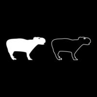 Capybara set icon white color illustration image solid fill outline contour line thin flat style vector