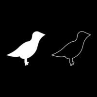 Bird set icon white color illustration image solid fill outline contour line thin flat style vector
