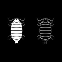Roly poly woodlouse porcellio scaber woodruff set icon white color illustration image solid fill outline contour line thin flat style vector