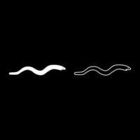 Eel fish snake shape seafood concept set icon white color illustration image solid fill outline contour line thin flat style vector