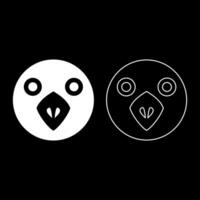 Head of bird set icon white color illustration image solid fill outline contour line thin flat style vector