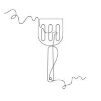 spatula illustration. line art, one continuous line, simple, hand drawn and sketch style. for icons, symbols, signs or logos vector