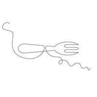 fork illustration. line art, one continuous line, simple, hand drawn and sketch style. for icons, symbols, signs or logos vector