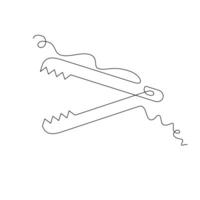 food tongs one line art illustration. line art, one continuous line, simple, hand drawn and sketch style. for icons, symbols, signs or logos vector