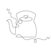 Kettle illustration. line art, one continuous line, simple, hand drawn and sketch style. for icons, symbols, signs or logos vector