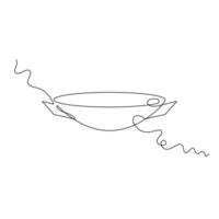 one line art frying pan illustration. line art, one continuous line, simple, hand drawn and sketch style. for icons, symbols, signs or logos vector