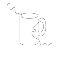one line art mug illustration. line art, one continuous line, simple, hand drawn and sketch style. for icons, symbols, signs or logos vector