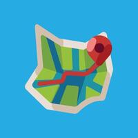 Map navigation icon with location pin in flat style vector