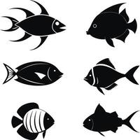 Icon set of fish isolated on white background. vector