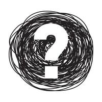 Question mark on black scribbles. Isolated on white background. vector