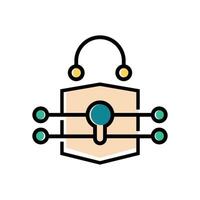 flat icon color line Digital Lock EPS file vector