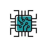 flat icon color line Computer Chip EPS file vector